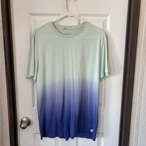 Marine Layer Ombre Crewneck Tee in Mint to Blue